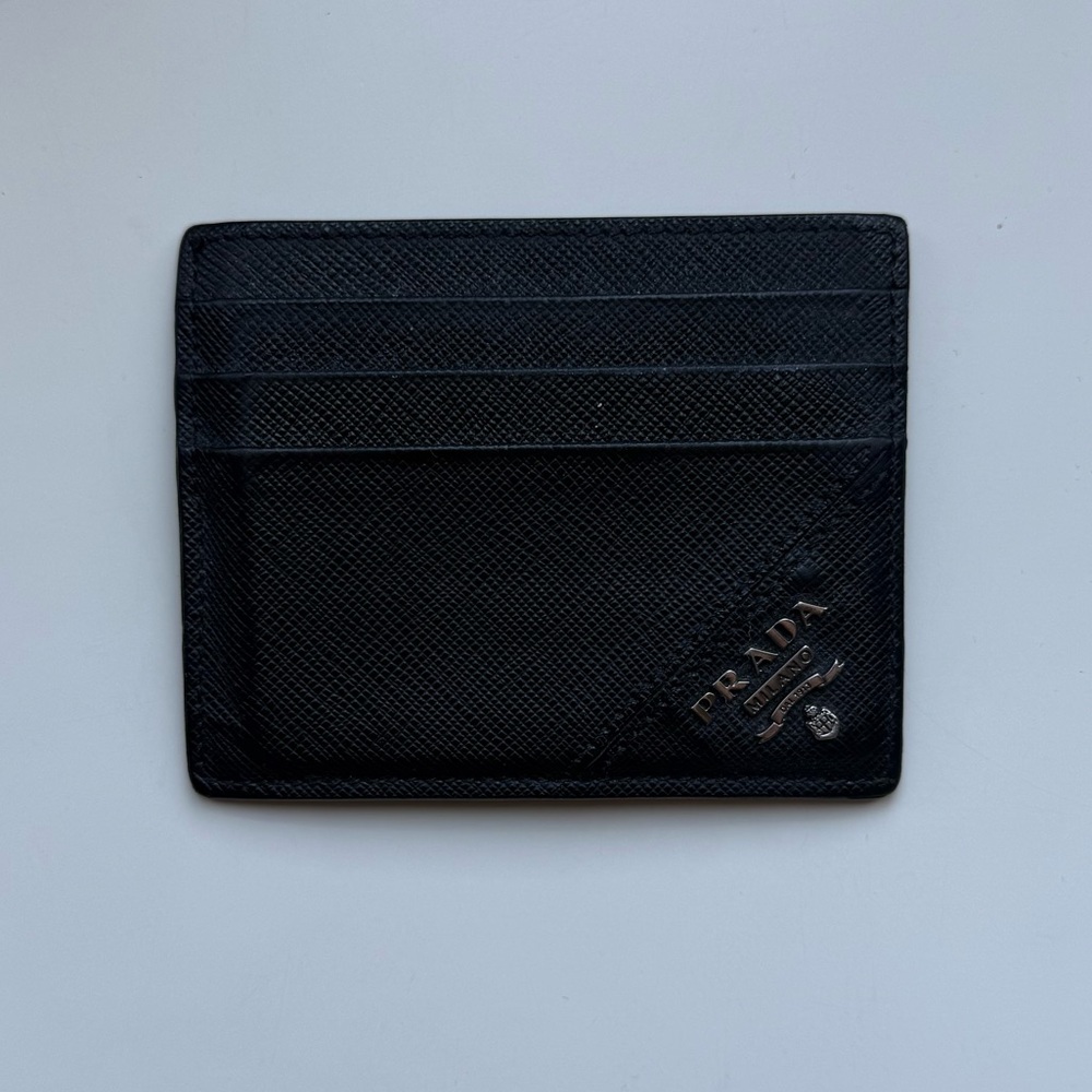 Prada Black Key Card Holder Leather Accessory